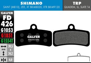 Brzdové destičky GALFER Standard FD426 Shimano/Tektro/TRP čtyřpístkové (1)