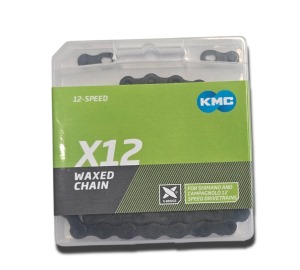 Reťaz KMC X12 Black Tech Waxed 12s 126 článkov