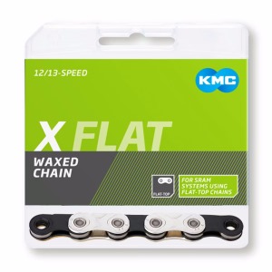 Reťaz KMC X Flat 12/13s Silver/Black Waxed 126 článkov