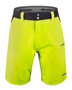Voľné kraťasy FORCE BLADE MTB s odnímateľnou vložkou čierno-fluo žlté