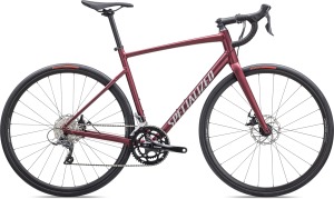 Cestný bicykel SPECIALIZED Allez E5 Disc Satin Maroon/Silver Dust/Flo Red