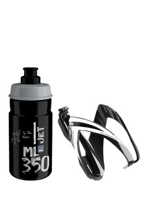 Košík ELITE Kit Ceo čierny lesklý/biely + fľaša Jet čierna/sivá